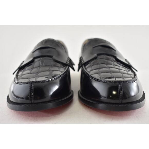 Christian Louboutin Penny Flat Black Croc Calf Leather Slip On Dress Loafer 42 9 main image 4